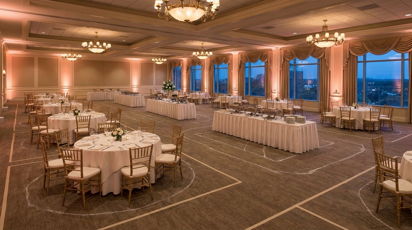 Spacing Cheat Sheet for banquet hall setup ideas - event planning photography