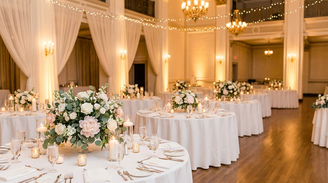 Wedding Reception Layout for banquet hall setup ideas - event planning photography