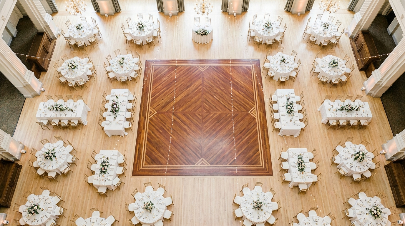 7 Central Dance Floor with Surrounding Tables for wedding reception layout ideas - event planning photography