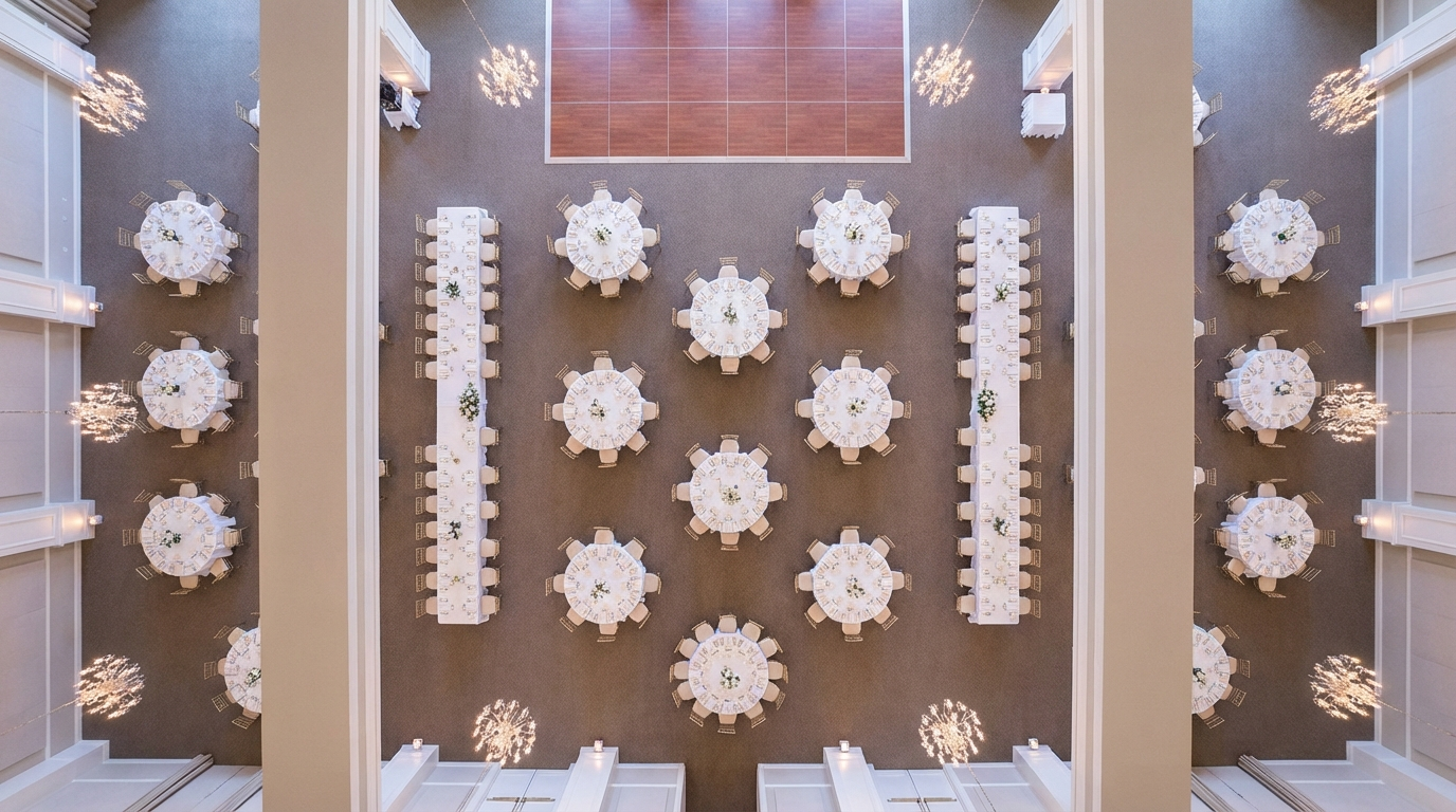 How the Dance Floor Impacts Your Table Count for how many tables for 100 guests - event planning photography